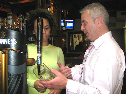 Learning to pour a pint of GUinness in Celbridge, Kildare