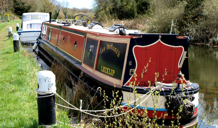 Barge moored on Grand Canal at Leixlip